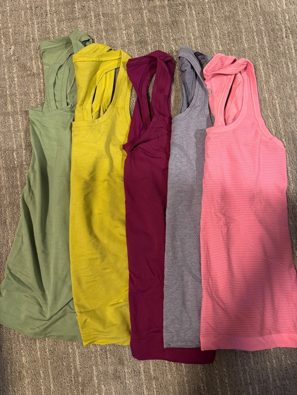 lululemon athletica Ribbed Scoop Tank - Pink, Gray, Burgundy, Yellow, Sage